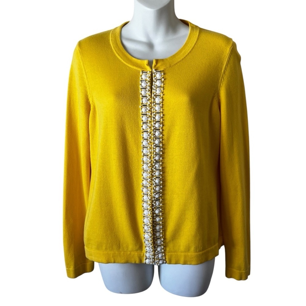 Banana Republic yellow beaded cardigan sweater size L